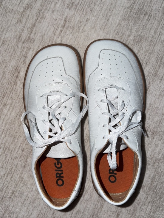 Shoes - White Leather Lace-Up Sneakers
